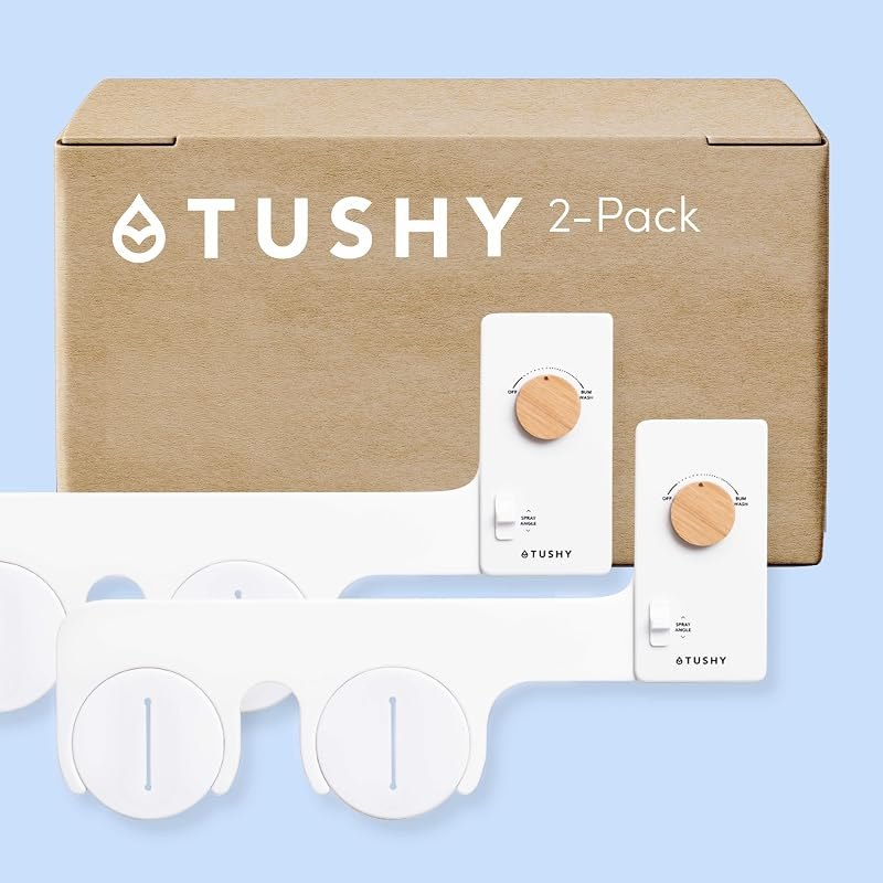 TUSHY Classic 3.0 Bidet Toilet Seat Attachment, 2-Pack, White/Bamboo — bidet attachment for bidet attachment