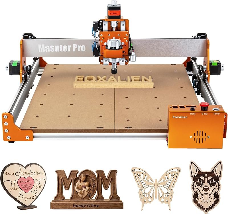 FoxAlien Masuter Pro 3-Axis CNC Router Machine, Beginner Hobby Engraving Machine All-Metal Structure for Wood Acrylic