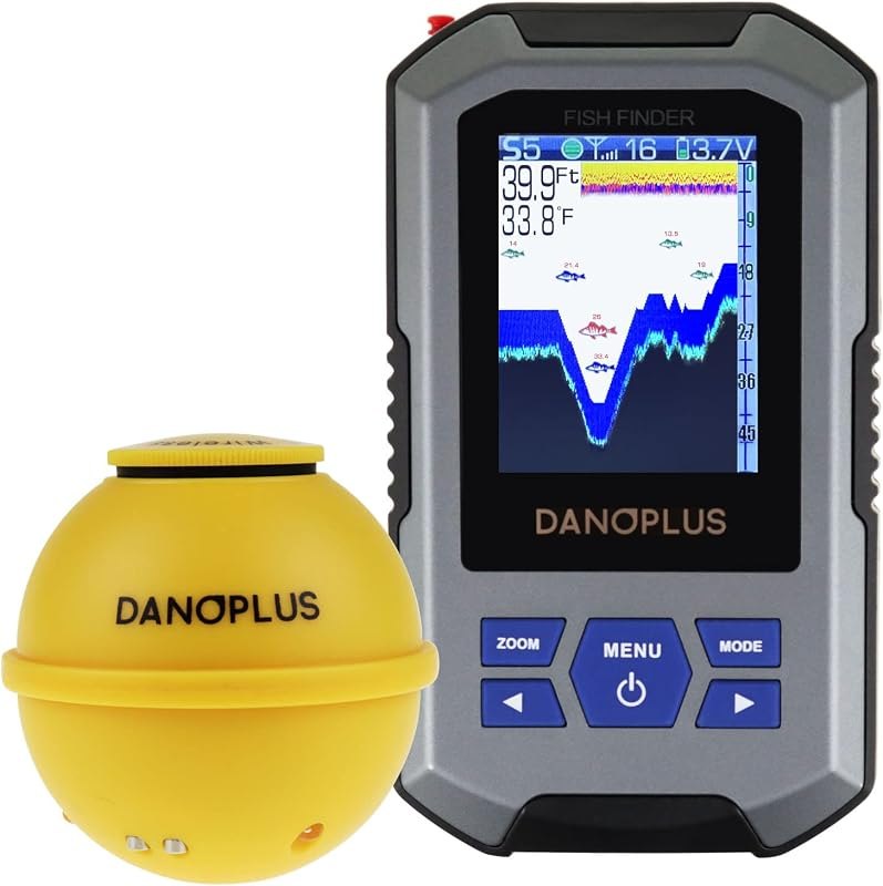 Portable Fish Finder Large HD Display Wireless Depth Finders for Boats with 147 feet Depth Detection Sensor