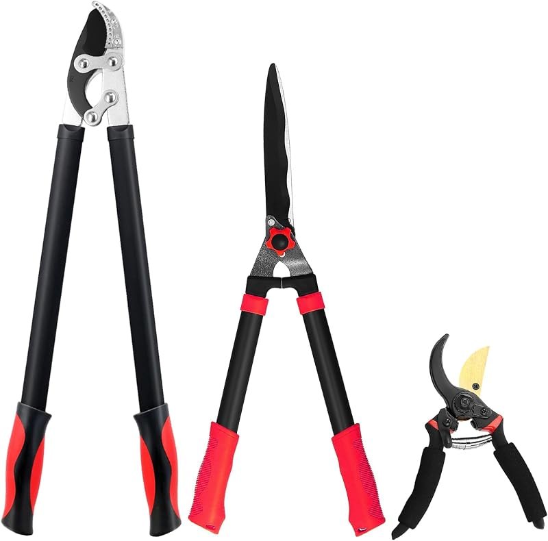 YRTSH Loppers, Hedge Shears & Pruners Combo Set, 3-Piece Hedge Clippers — Hoses, pruners, and beds that surviv for