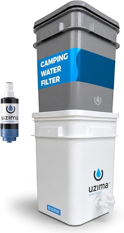 Uzima UZ-2 Camping Water Filter and Drinking Water Filter System, Portable Survival Camping Essentials, Backpacking