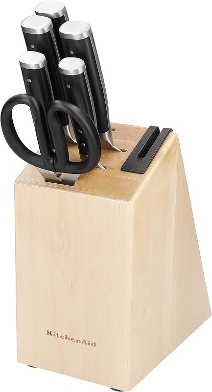 KitchenAid 6-Piece Knife Set (Black) - Includes Essential Knives & Built-in Sharpener — kitchen knives for kitchen