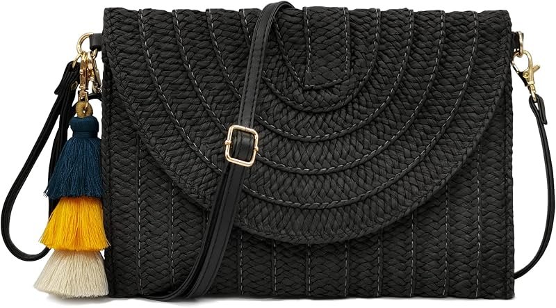 Straw Clutch Purse Women Crossbody Bag Summer Beach Shoulder Bags Envelope Wallet Handbags — woven straw bag for woven