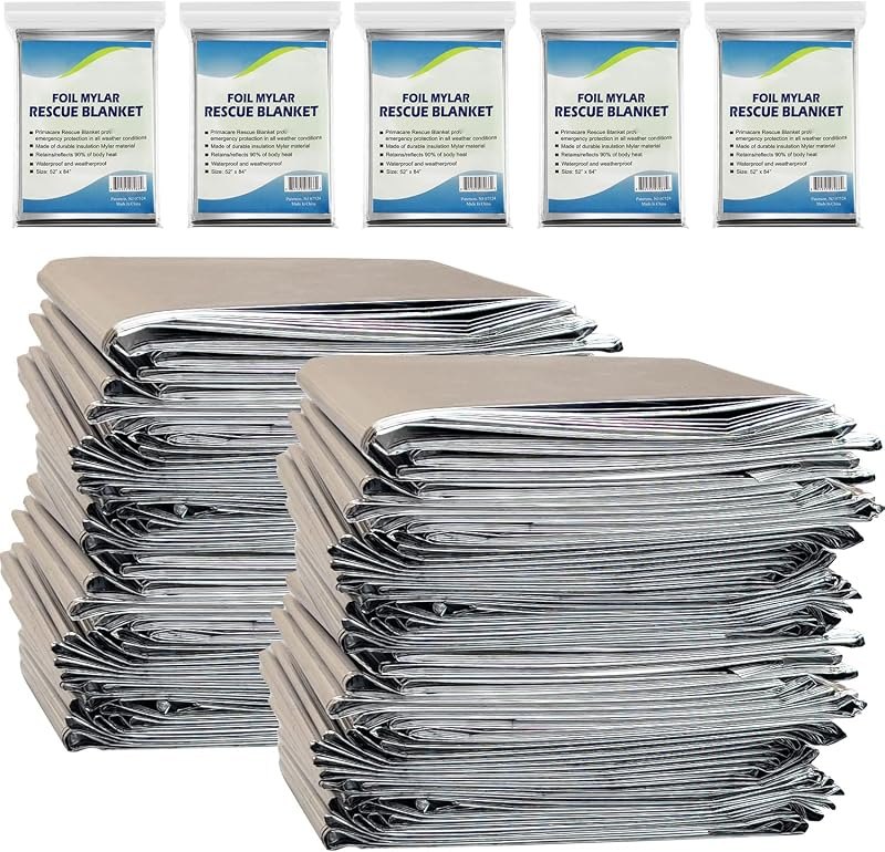 NOVAMEDIC Emergency Mylar Blankets, 200 Pack, 84 x 52 in Thermal Blankets