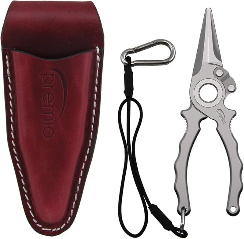 danco Premio 5.5-Inch Titanium Fishing Pliers, Leather Sheath and Lanyard — fishing pliers titanium for fishing pliers