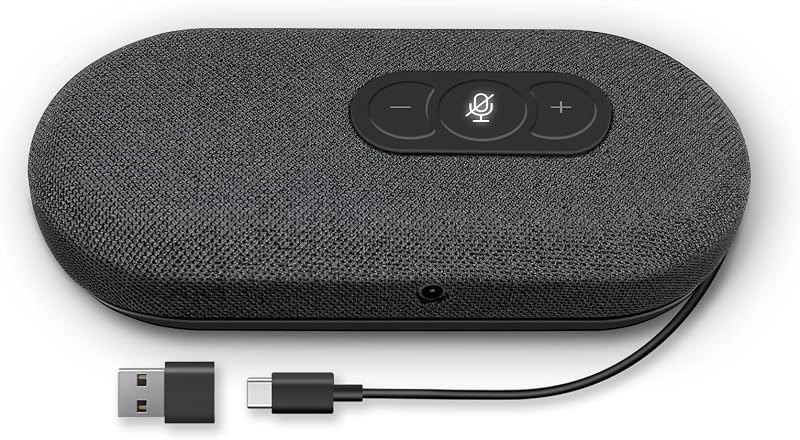 USB Speakerphone, Conference Computer Speakers with Microphone for Home Office Calls, 360 Degree Enhanced Voice