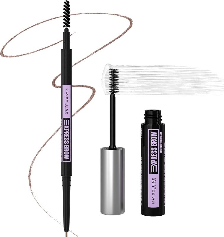 Maybelline Brow Ultra Slim Defining Brow Pencil + Brow Fast Sculpt Brow Gel Makeup Bundle, Includes 1 Soft Brown
