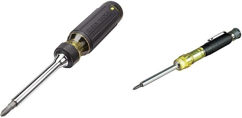 Klein Tools 32305 Multi-bit Ratcheting Screwdriver, 15-in-1 Tool & Klein Tools 32614 Multi-bit Precision Screwdriver