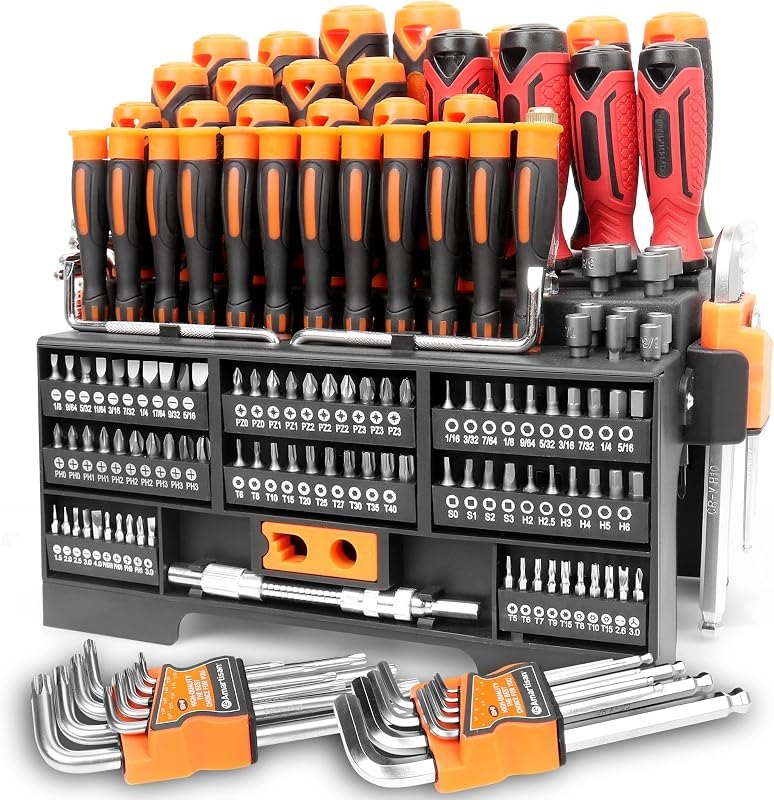 Amartisan 146-piece Magnetic Screwdrivers DIY Tools Set Plastic Racking for Men Tools Gift, Includs Precision