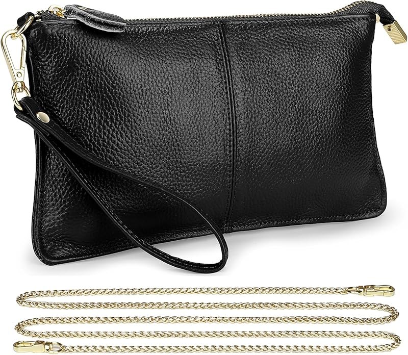 Genuine Leather Wristlet Wallet Clutch Purses with Detachable Chain — handbags wristlet purse for handbags wristlet