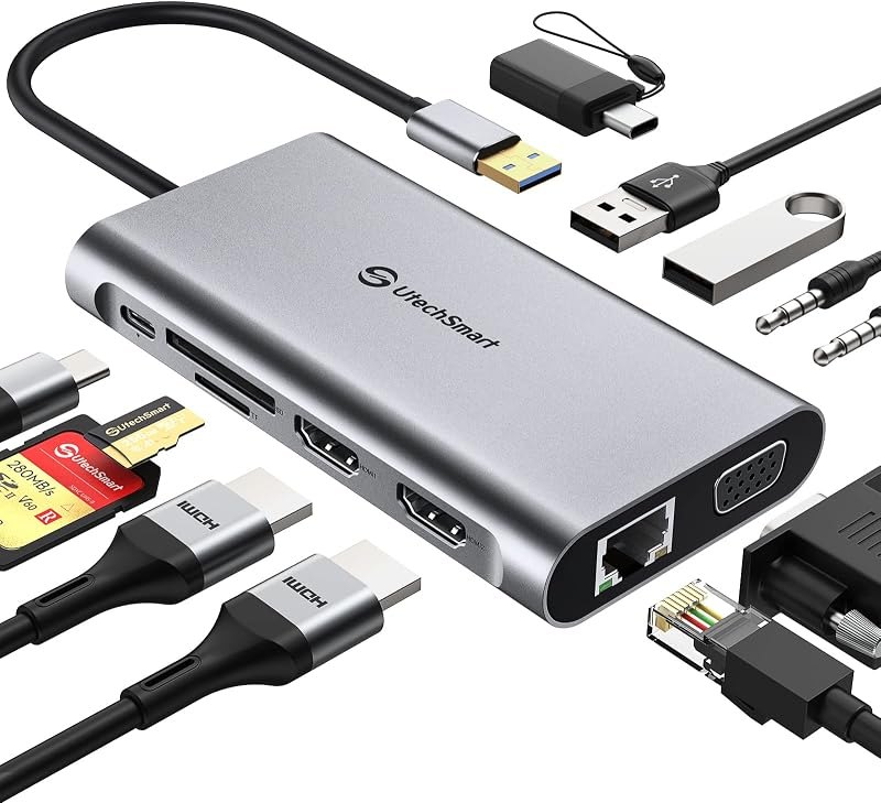 UtechSmart USB Docking Station, 11 in 1 USB C Dock Triple Display — best docking dual monitor dock for docking dual