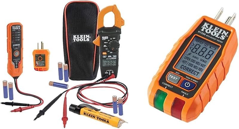 Klein Tools Electrical Tester Bundle with Clamp Meter, GFCI Outlet Tester, and Voltage Testers — best electrical