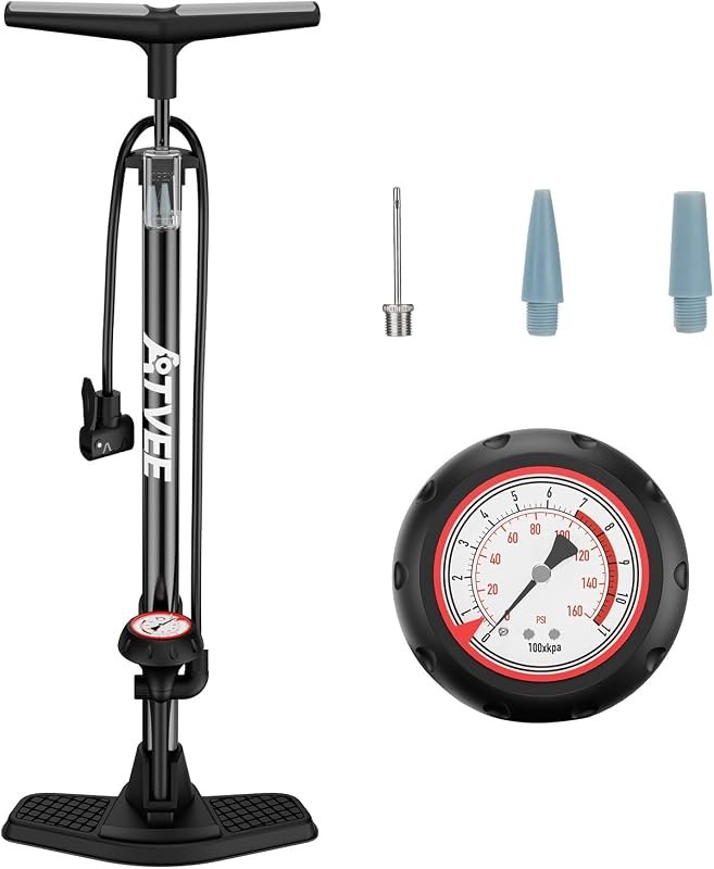 Bike Pump, 25” Height Full Size Bicycle Pump with 160 PSI High Pressure, Bike tire Pump with Presta and Schrader
