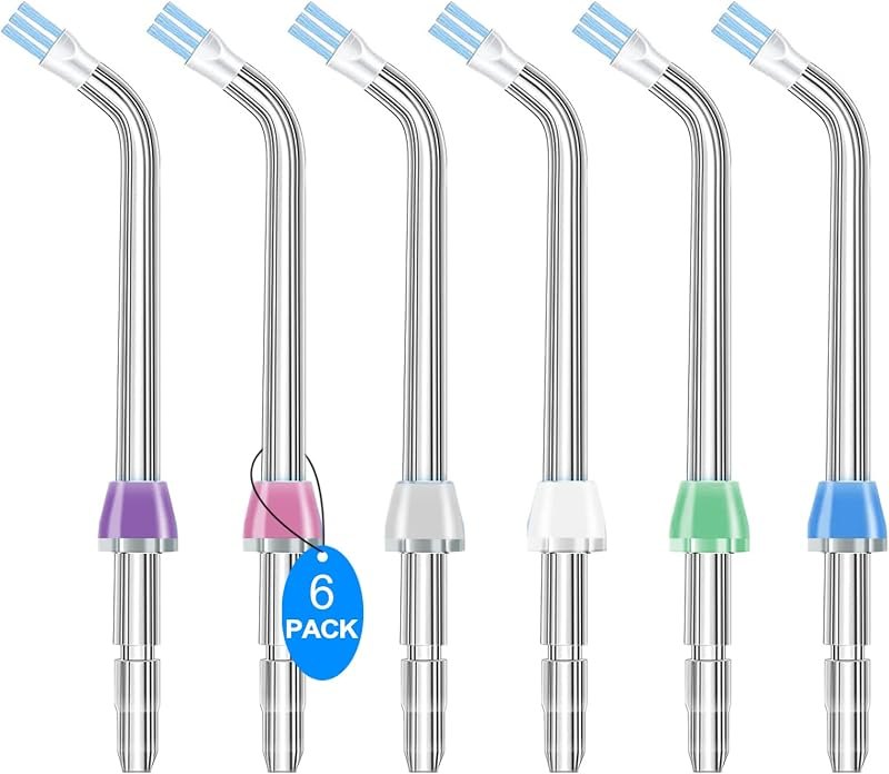 Replacement Tips Compatible with Waterpik Water Flosser and Other Oral Irrigators, Plaque Remove Bristles (6 Plaque
