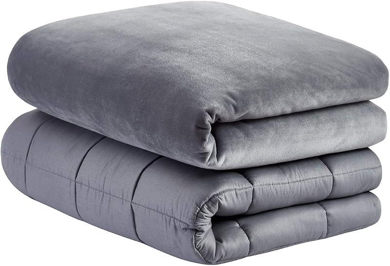 ZZZhen Weighted Blanket - 48''72'' 15LB Blanket with Minky Cover- Premium Heavy Blankets - Calm Sleeping for Adult