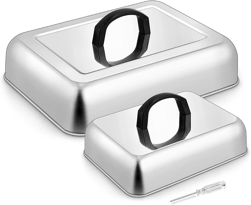 Rectangle Cheese Melting Dome, HaSteeL Stainless Steel Basting Cover for Flat Top Griddle BBQ Steaming Grilling