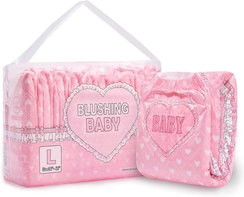Littleforbig Printed Adult Brief Diapers 10 Pieces - Blushing Baby Pink(L) — Highest Rated Adult Diapers for your for