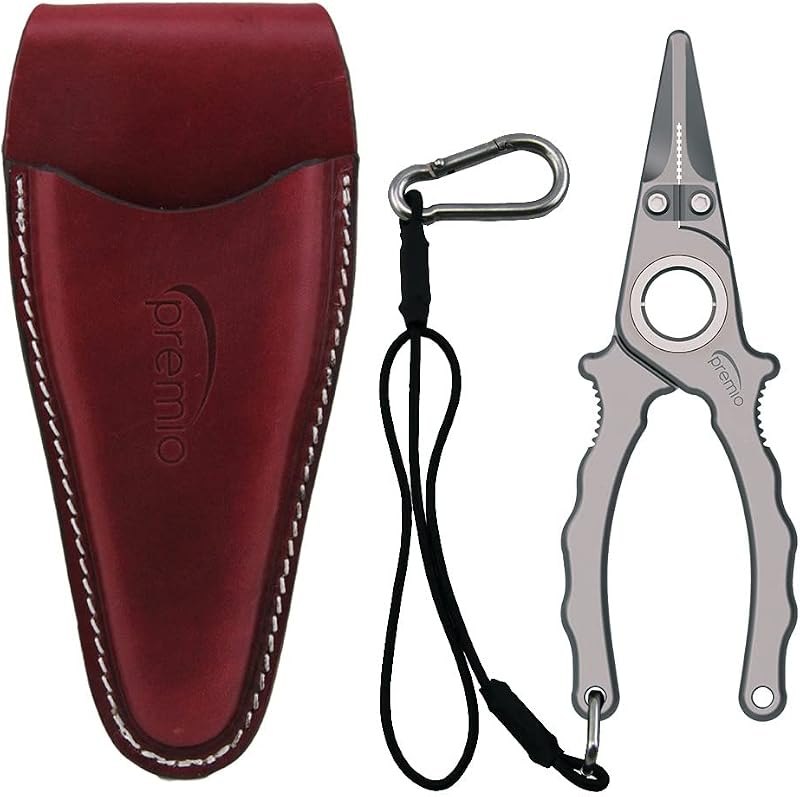 danco 6.3-Inch Premio Titanium Fishing Pliers, Leather Sheath and Lanyard — fishing pliers titanium for fishing pliers