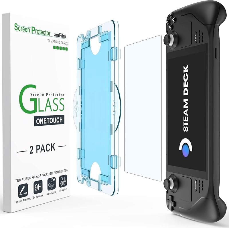 amFilm Auto-Alignment OneTouch for Steam Deck OLED Screen Protector — best steam deck screen protector for steam deck