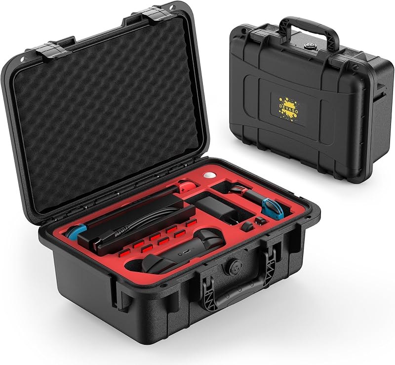 DEVASO Carrying Case for Nintendo Switch/Switch OLED, Professional Deluxe Waterproof Travel Case Soft Lining Hard Case