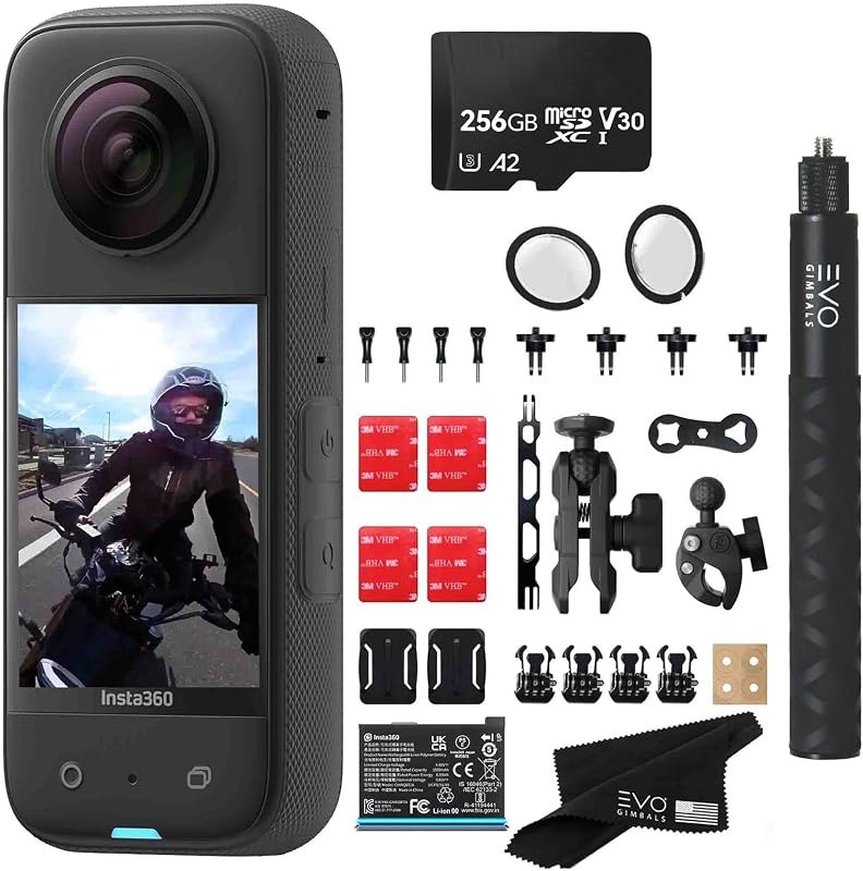 Insta360 X3 Motorcycle Bundle- Waterproof 360 Action Camera with 1/2" 48MP Sensors, 5.7K 360 HDR Video, 72MP 360