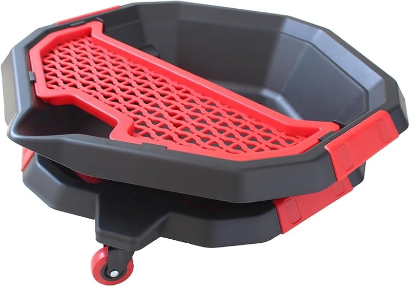 MaxWorks 3-in-1 Rolling Oil Drain Pan and Mobile Tool Creeper 8.5 Quart Fluid Container with 360 Degree Swivel Wheels
