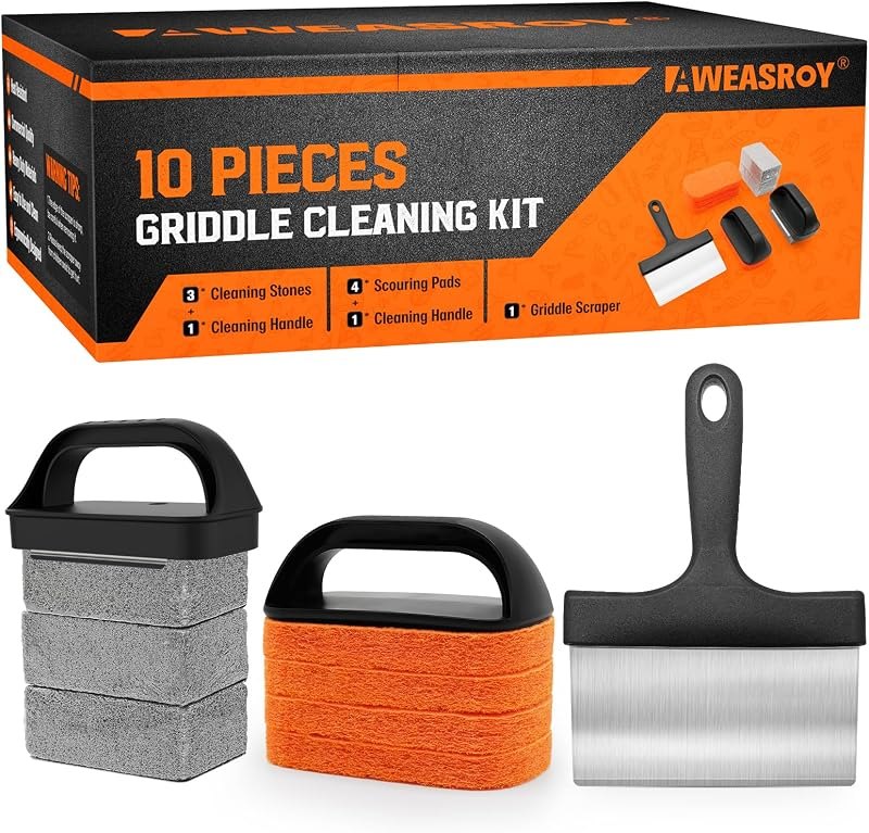 AWEASROY Griddle Cleaning Kit for Blackstone, Flat Top Grill Cleaning Kit with Grill Stone, Griddle Scraper & Griddle