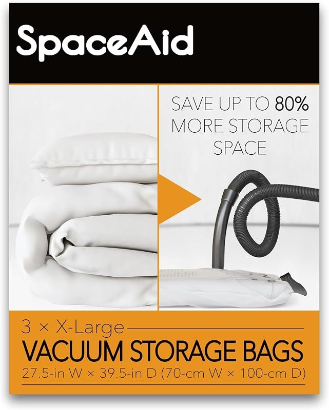 SpaceAid Jumbo Vacuum Storage Bags, Space Saver Sealer Compression Bags for Comforters, Blankets, Pillows, Bedding