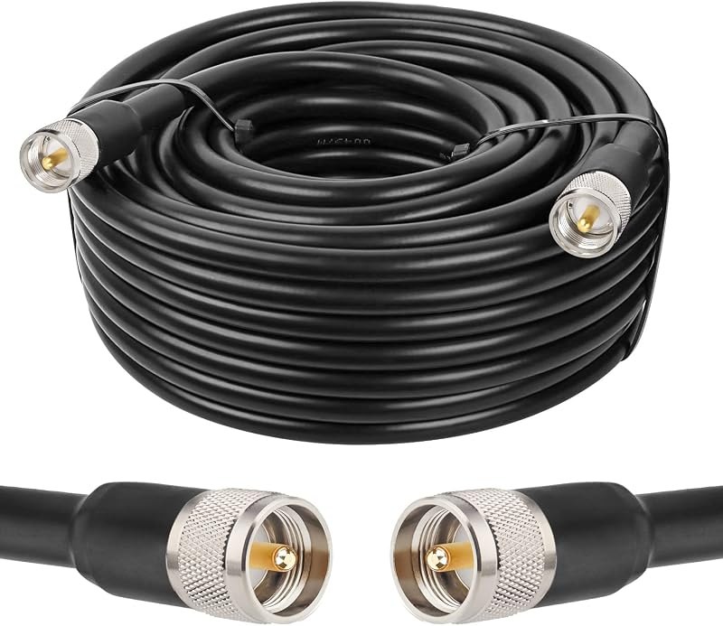 MOOKEERF 50ft KMR400 PL259 Male to Male Coaxial Cable - Low Loss UHF Cable for HAM Radio, VHF Radio, SWR Meter