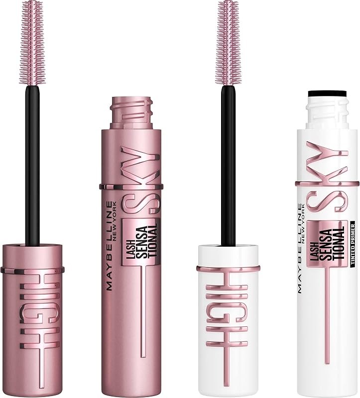 Maybelline Lash Sensational Sky High Washable Mascara + Boosting Lash Primer Makeup Bundle, Includes 1 Mascara in