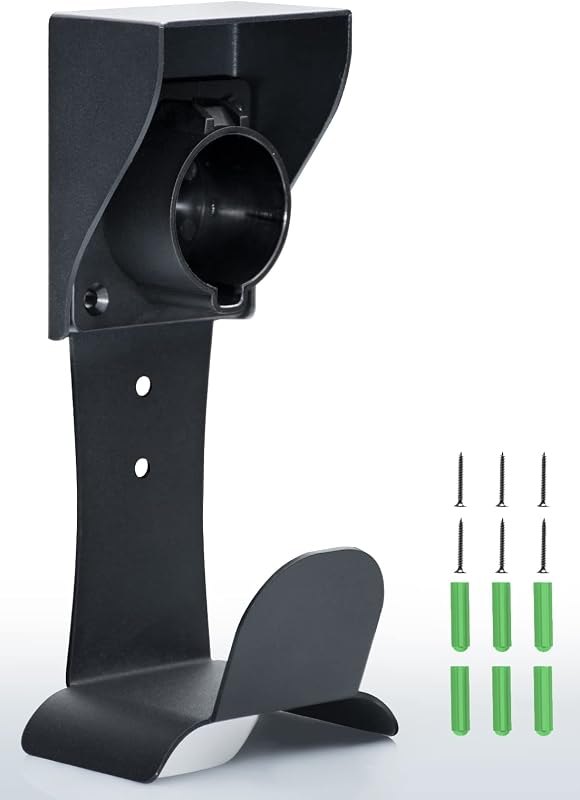 EV Charger Holder Wall Mount J1772 Holder, No Cable Cutting, Outdoor/Indoor, EV Cable Holder and Electric Car Plug