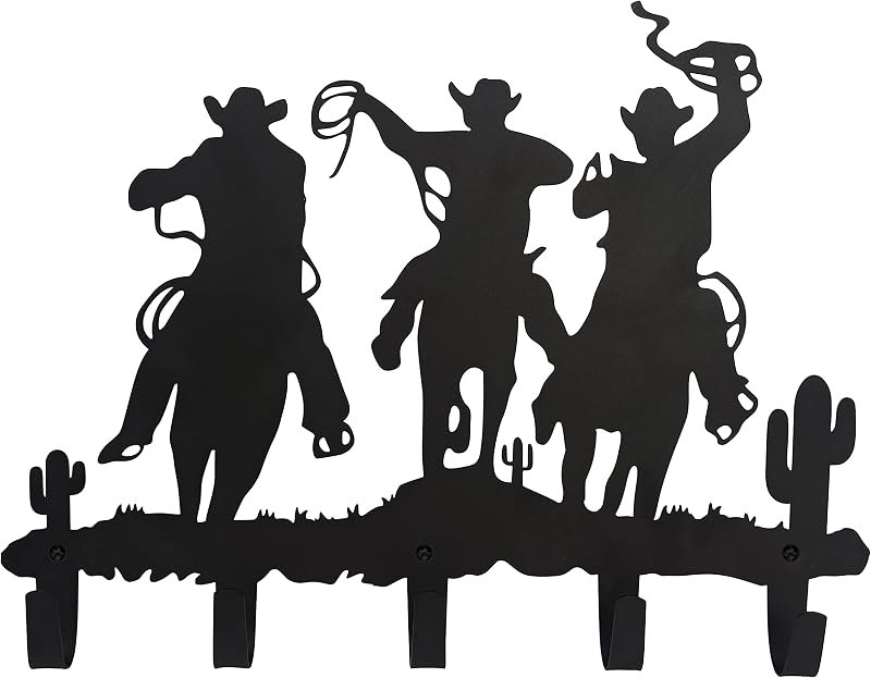 Western Cowboy Coat Hooks Wall Art Decor-Cowboy Hangers and Key Hooks Holder-Clothes Hat Rack and Backpack