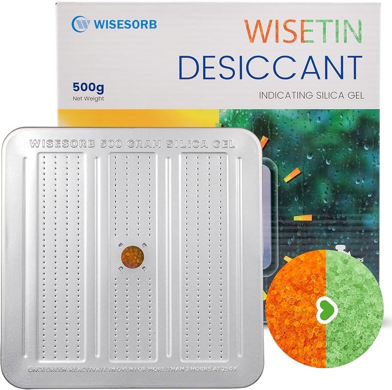 Wisesorb 1 Pack 500 Gram Desiccant Canister, Indicating & Rechargeable Gun Safe Dehumidifier, Portable Desiccant