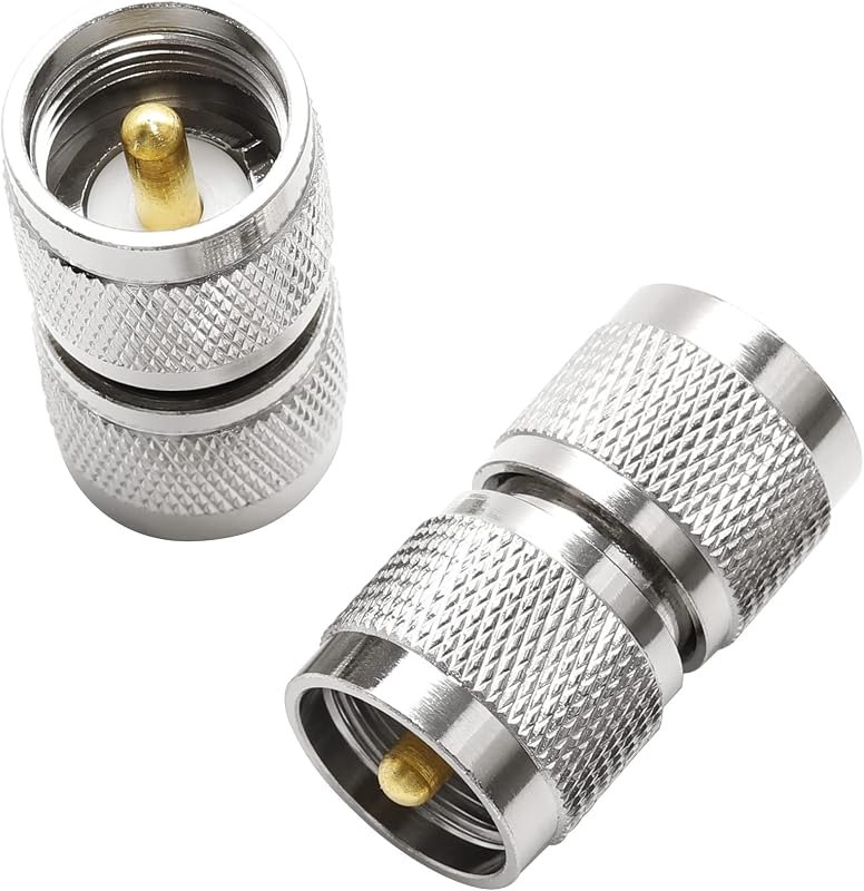 Anina UHF PL259 Male to Male Coax Connector, 2 Pcs Low Loss RF PL-259 Adapter for CB Ham Radio Antenna, Coaxial Cable