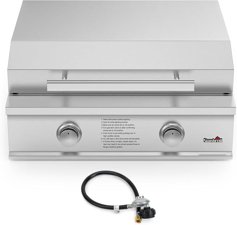 Stanbroil 28-Inch Built-In Gas Griddle for Outdoor Kitchen, Liquid Propane — Outdoor flat top griddle for outdoor