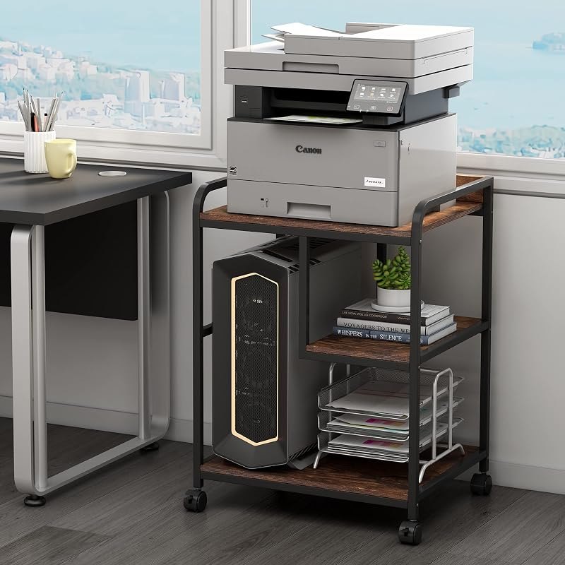 Fannova Large Printer Stand with PC Tower Shelf for Home Office Storage — printers floor stand for printers floor stand