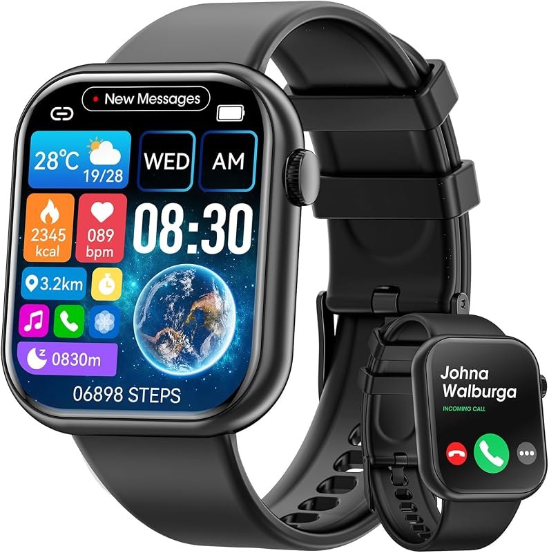 Hwagol Smart Watch (Answer/Make Call) 1.85inch Fitness Tracker, DIY Dials/Pedometer/Calories/Multiple Sport