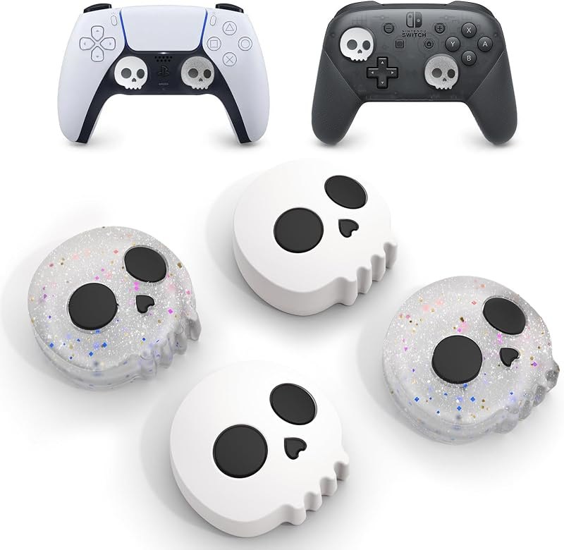 JINGDU Halloween Thumb Grip Caps for PS5/PS4, Switch Pro, Xbox Series X/S - Silicone Joystick Caps Cover, Game