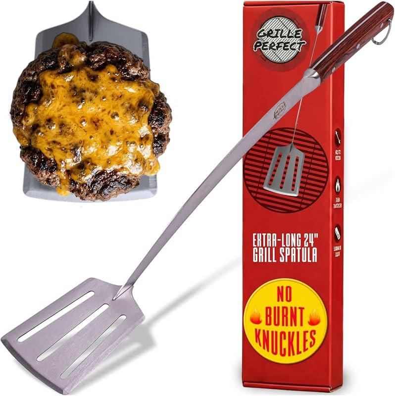 Grill Spatula 24-inch Super Long for Grilling Barbecue Griddle and Fire Pit Extra Strong Curved Neck Premium Hardwood