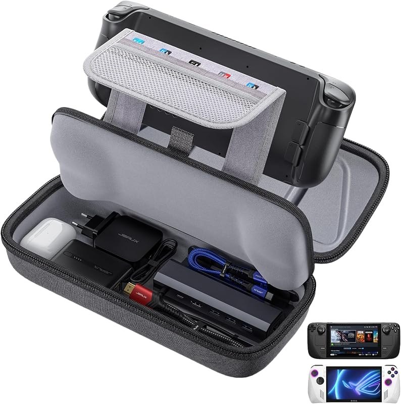 JSAUX Carrying Case for Steam Deck/ROG Ally, Hard Shell Travel Case — handheld Steam Deck case for handheld steam deck