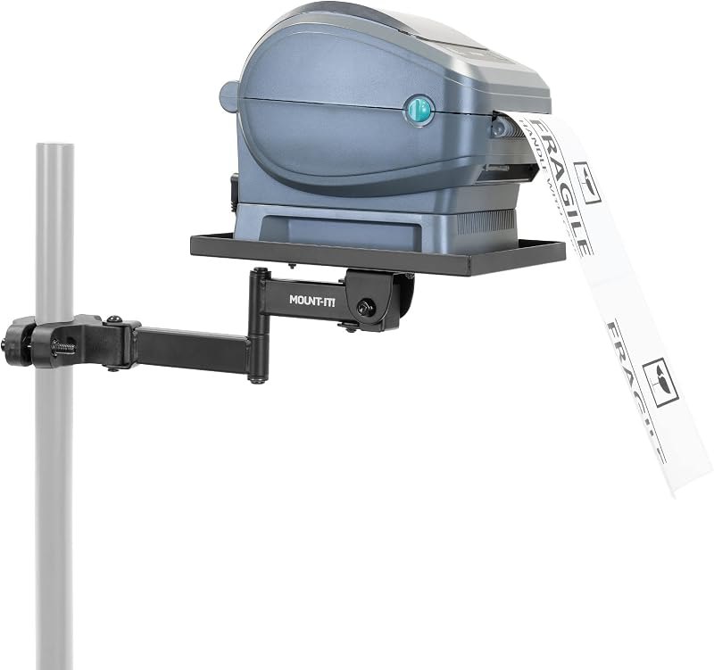 Mount-It! Printer Pole Mount for Thermal Label Printers, Full Motion Arm with Rotating Tray, Holds up to 11 lbs