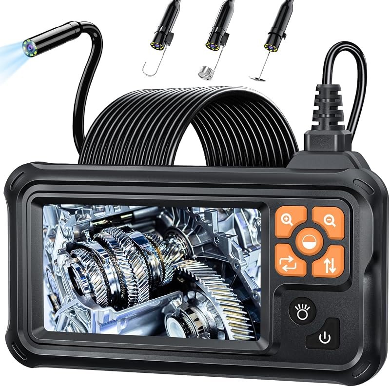 SKYBASIC Industrial Endoscope Borescope Camera with Light, 4.3'' HD Digital Handheld Waterproof Sewer Tools Snake