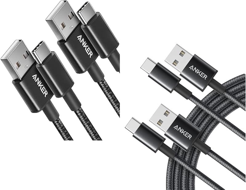 Anker USB C Cable [2PACK, 6ft & 3ft], A to C Charger - Fast Charge, Premium Nylon Braided Cable — cable for iphone