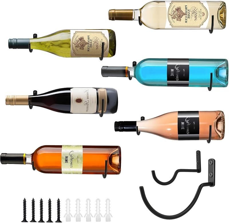 AQAREA Wine Rack Wall Mounted: 6Pcs for Wine Storage and Display — best wine hook set for wine hook set