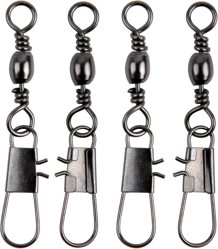 Saltwater Barrel Swivel Snap,50/100pcs High Strength Fishing Swivel Interlock Snaps Stainless Steel Copper Black