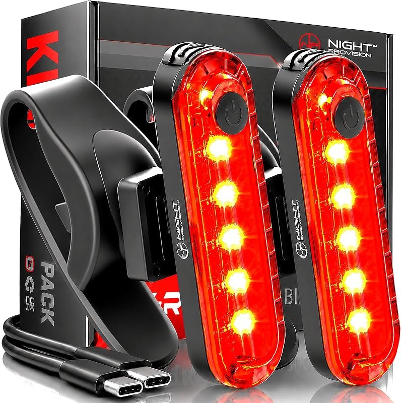 Bike Tail Light 2 Pack - Easy Bicycle Rear Light Installation - USB C Rechargeable Bike Lights for Night Riding - 18