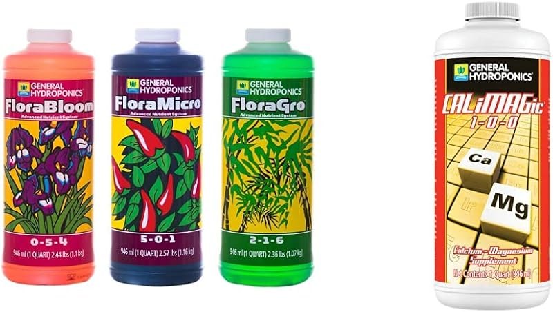 General Hydroponics Flora Series 3-Part Hydroponic Nutrient System, 1 qt. Bottles & Concentrated Blend Spray