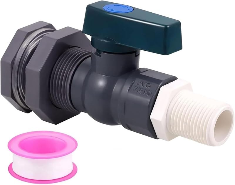 PVC Rain Barrel Spigot Kit,3/4" Rain Barrel Valve with Bulkhead Fitting and Garden Hose Adapter,Garden Faucet Kit for