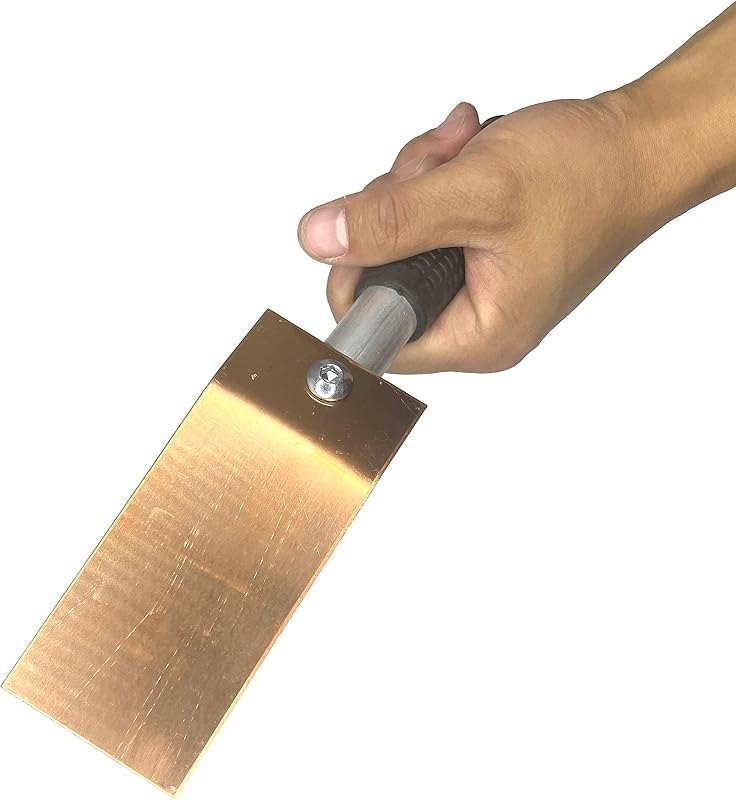 Welding Spoon Copper Welding Spoon Welders Helper, Copper Paddle Backer with Dimpled Rubber Grip for Enhanced Comfort