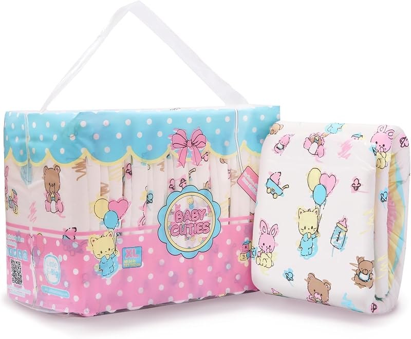 Littleforbig Printed Adult Brief Diapers 10 Pieces - Baby Cuties (X-Large 48"-56") — Highest Rated Adult Diapers for